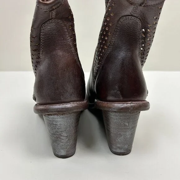 Bed Stu Boots Womens Size 8 Brown Dutchess Teal Cut Out Wedge Booties Ladies - Picture 9 of 14